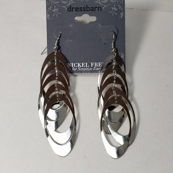 2/$30  Silver Tone 3.25" Hoops Cluster Design Drop Dangle Earrings -  Jewelry - Picture 7 of 8